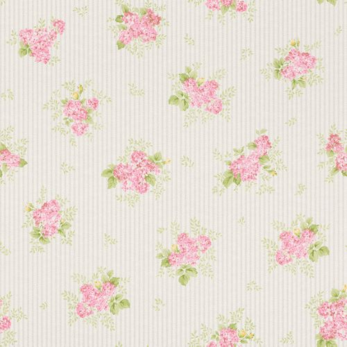 Wallpaper Rasch Textil stripes flower rose silver gloss 289182