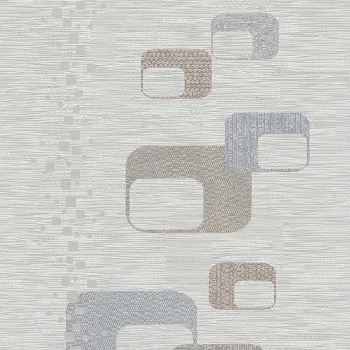 Non-woven Wallpaper retro white grey gloss P+S Novara 13586-20