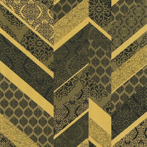 Article picture Wallpaper stripes ornament gold black metallic P+S 02534-10