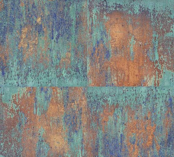 Wallpaper Neue Bude 2.0 metal patina turquoise rusty brown 36118-1