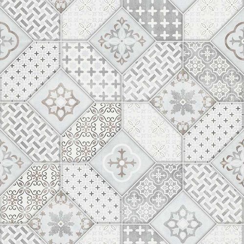 Article picture Wallpaper Bohemian tiles light grey white Erismann 6315-10