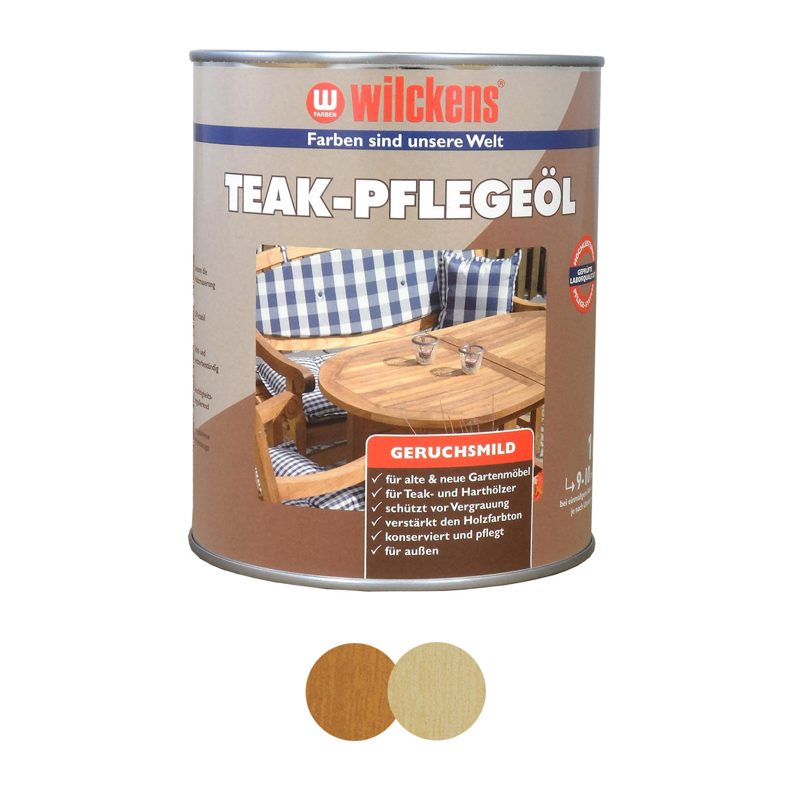 Wilckens Teak Pflegeöl Teaköl Hartholz-Öl | farblos + Teak 1 Liter (9
