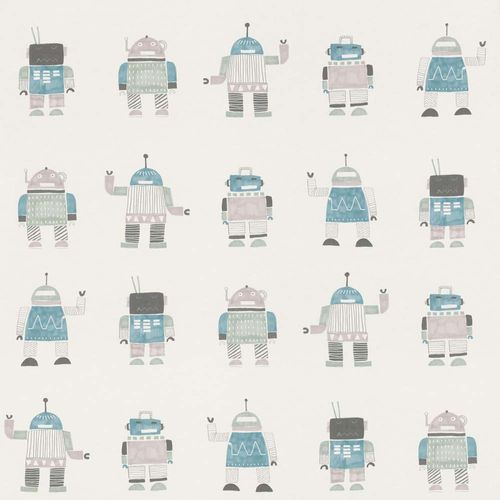 Article picture Kids Wallpaper Robots turquois grey Rasch Textil 138938