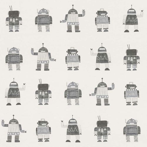 Article picture Kids Wallpaper Robots grey white Rasch Textil Little Bandits 138939