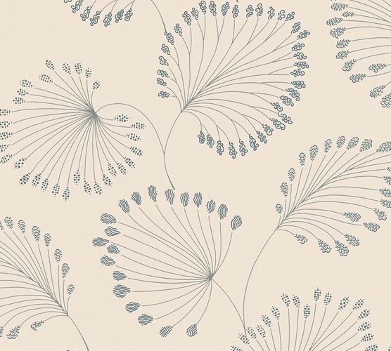 Detail picture Wallpaper leaves cream blue metallic Architects Paper 33371-3