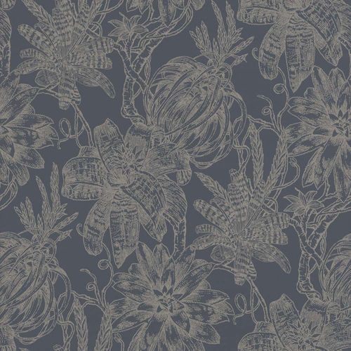 Image Wallpaper Blossoms black silver Glossy Rasch Textil 289656