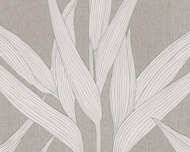 Illustration Non-Woven Wallpaper Floral Leaves dark grey livingwalls 36123-3