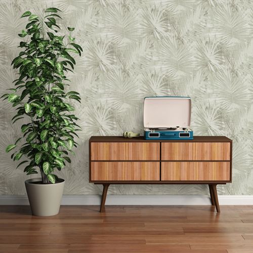 Non-Woven Wallpaper Palm Leaves green livingwalls 6385-4