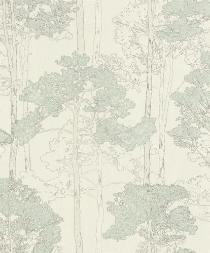 Illustration Non-Woven Wallpaper Rasch Hyde Park tree floral cream green 410815