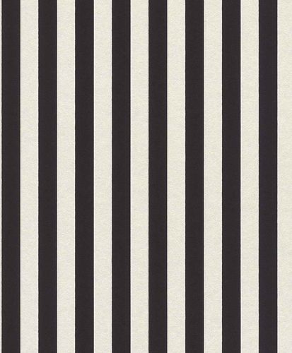 Non-woven Wallpaper Bar Stripes Classic black white 361819