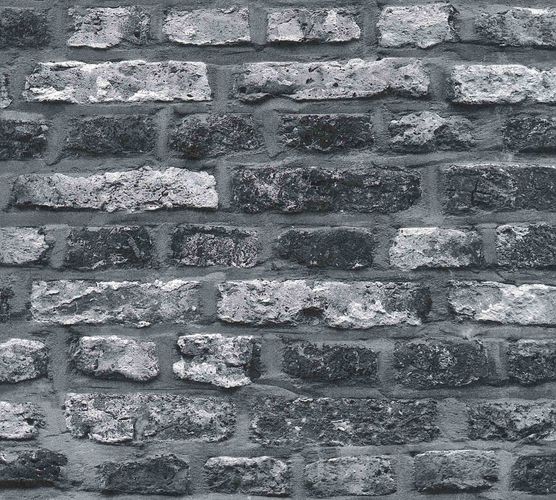 Non-Woven Wallpaper Brick Stonewall grey black 36281-2