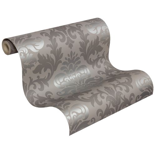 Wallpaper baroque ornaments lounge gloss silver 148213