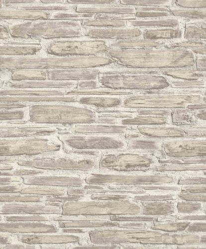 Wallpaper Rasch 3D stone wall beige cream 863413