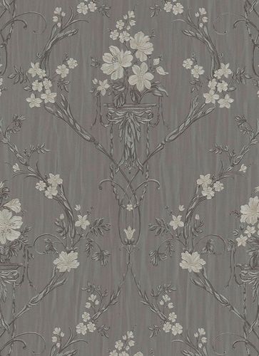 Non-woven wallpaper vines stripes grey beige gold 5921-29