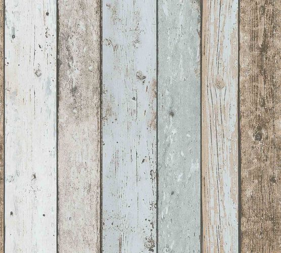 Wallpaper Wood Panel Vintage cream blue brown 8999-27