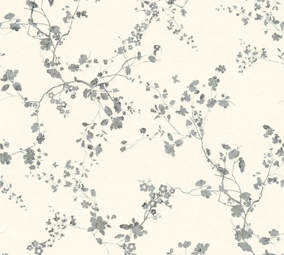 Non-Woven Wallpaper Floral Vine cream silver Gloss 36896-2