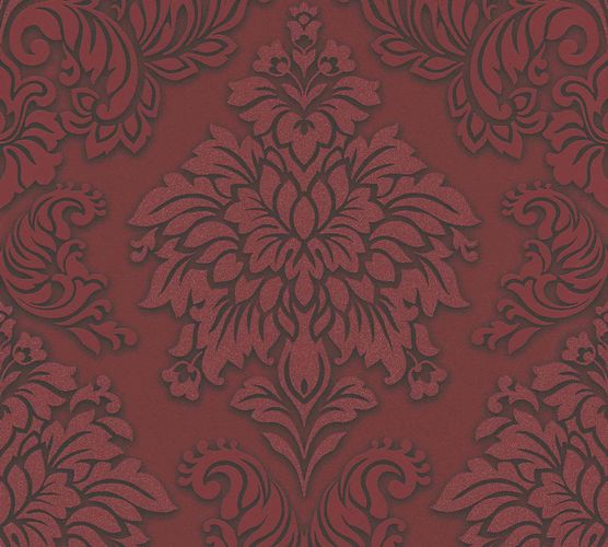 Non-Woven Wallpaper Baroque bordeaux black Glitter 36898-3