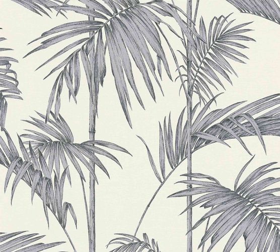 Non-Woven Wallpaper Bamboo Leaves Design creamsilver