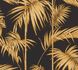 Non-Woven Wallpaper Bamboo Leaves Design black orange 1