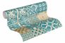 Non-Woven Wallpaper Tiles turquoise white 36923-3 2