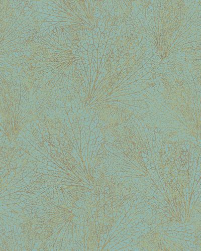 Non-Woven Wallpaper leave pattern blue metallic 31333