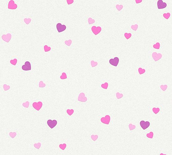 Kids Wallpaper Hearts Pattern white rose Glitter 35750-2