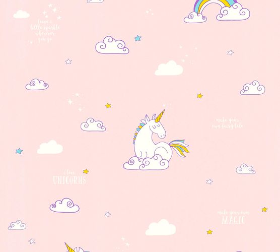 Kids Wallpaper Unicorns Magic rose white 36158-2