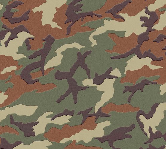 Kids Wallpaper Camouflage olive green brown 3694-06