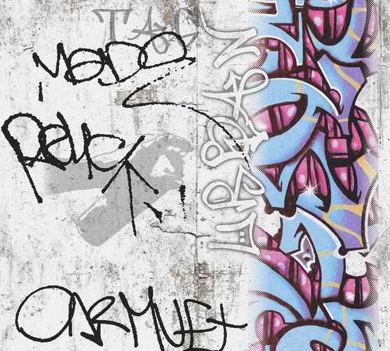 Kids Wallpaper Graffiti Concrete grey blue 36986-1