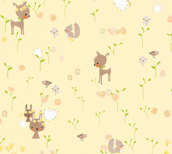 Kids Wallpaper Rabbit yellow colourful Metallic 36988-2