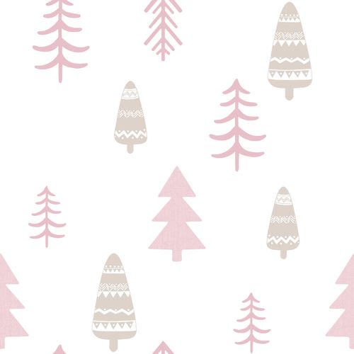 Kids Wallpaper trees white pink Babylandia 005464