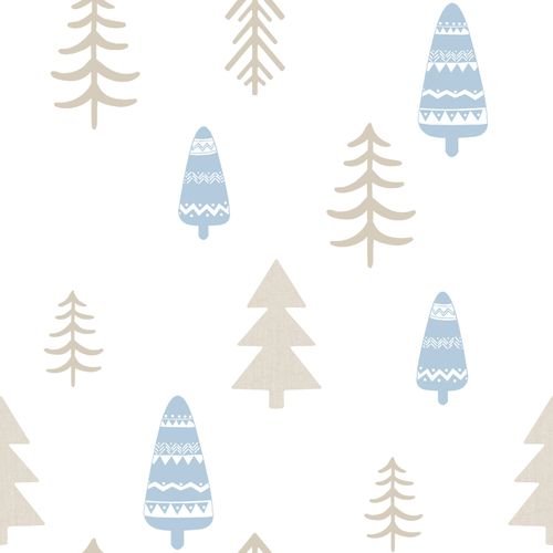 Kids Wallpaper trees white light blue Babylandia 005466