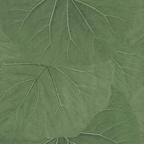 Non-Woven Wallpaper Leaves 3D Floral grey green 138995