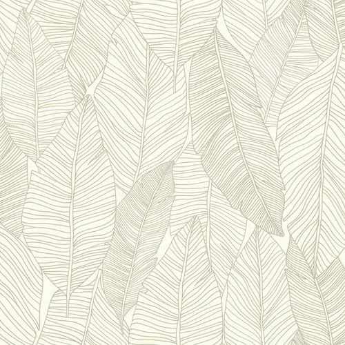 Non-Woven Wallpaper Leaves Abstract grey white 139009