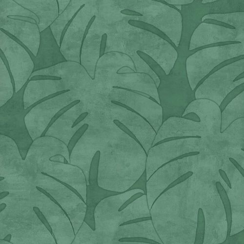 Non-Woven Wallpaper Leaves Watercolour dark green 139004