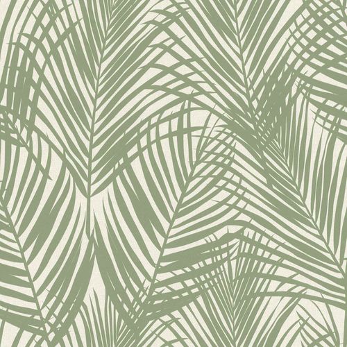 Non-Woven Wallpaper Fern Textile grey green 039006