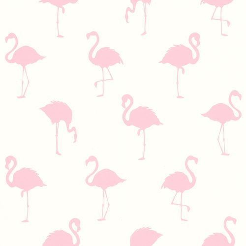 Non-Woven Wallpaper Flamingo Shadow white pink 038992