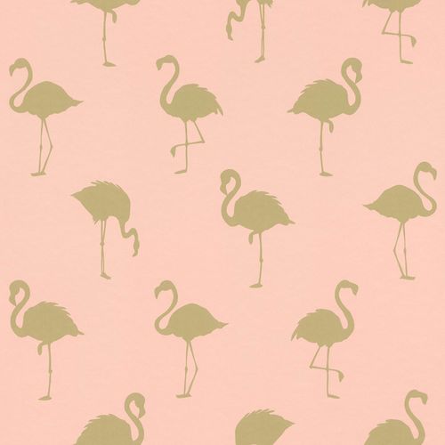 Non-Woven Wallpaper Flamingo pink gold Metallic 138994