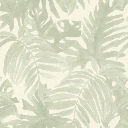 Non-Woven Wallpaper Leaves Textile Look grey 138989