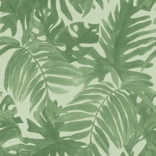 Non-Woven Wallpaper Palm Leaves Textile grey green 138990