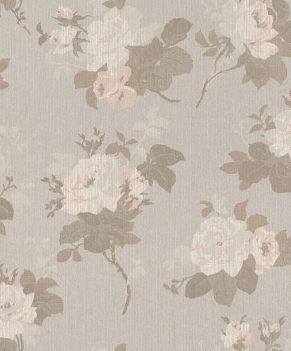 Article picture Textile Wallpaper Rose Branch grey brown Gloss 086149