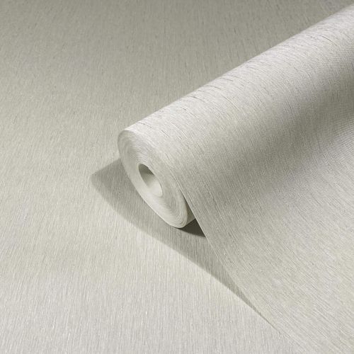 Non-Woven Wallpaper Plain Strokes white grey Gloss 58430