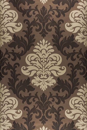 Wallpaper Baroque Ornaments Rasch Glossy brown 156645