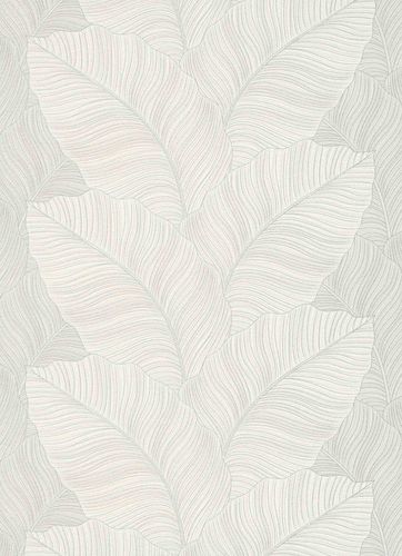 Non Woven Wallpaper Leaves White Silver Glitter 10021 01