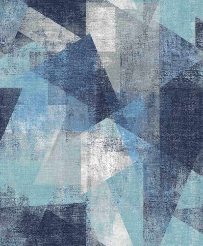 Vinyl Wallpaper Geometric Textile blue grey PP3601