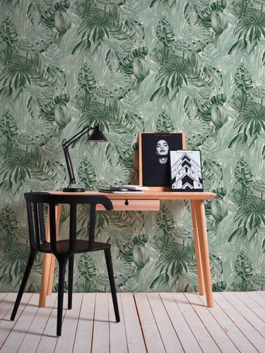 Non-Woven Jungle Botanical white green 36820-1