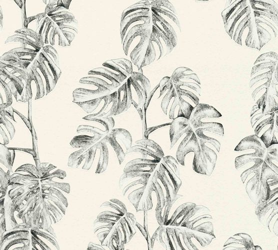 Non-Woven Leaves Floral white anthracite 37281-2