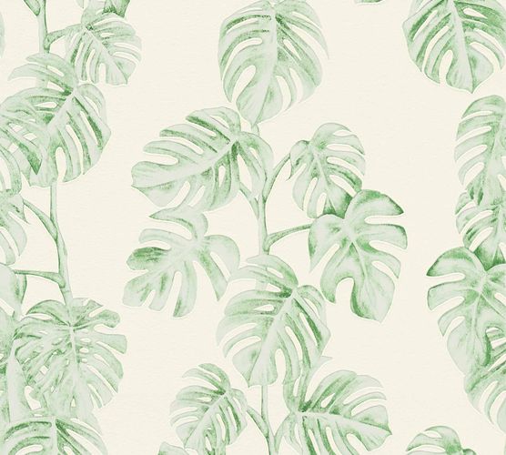 Non-Woven Leaves Floral white green 37281-3