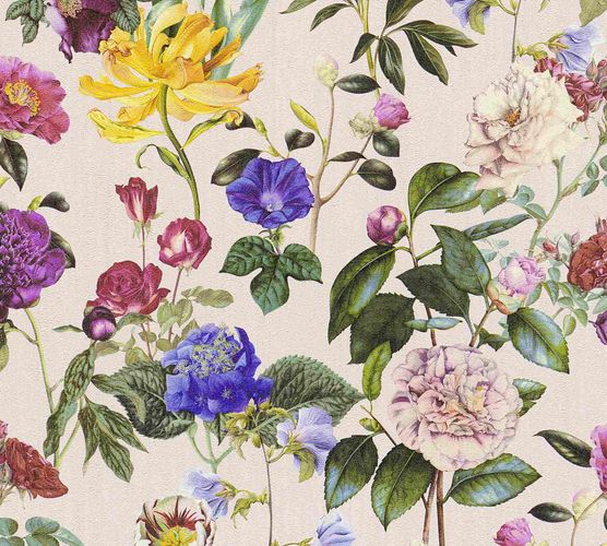 Non-Woven Wallpaper Jette Flowers pink green 37336-3