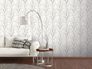 Non-Woven Wallpaper Branches white grey silver metallic 1